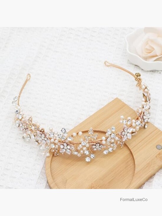 Pearl Crystal Floral Wedding Headband Hair Accessory Bride Party Prom main image 6